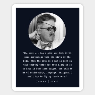 James Joyce portrait and quote: The soul ... has a slow and dark birth... Magnet